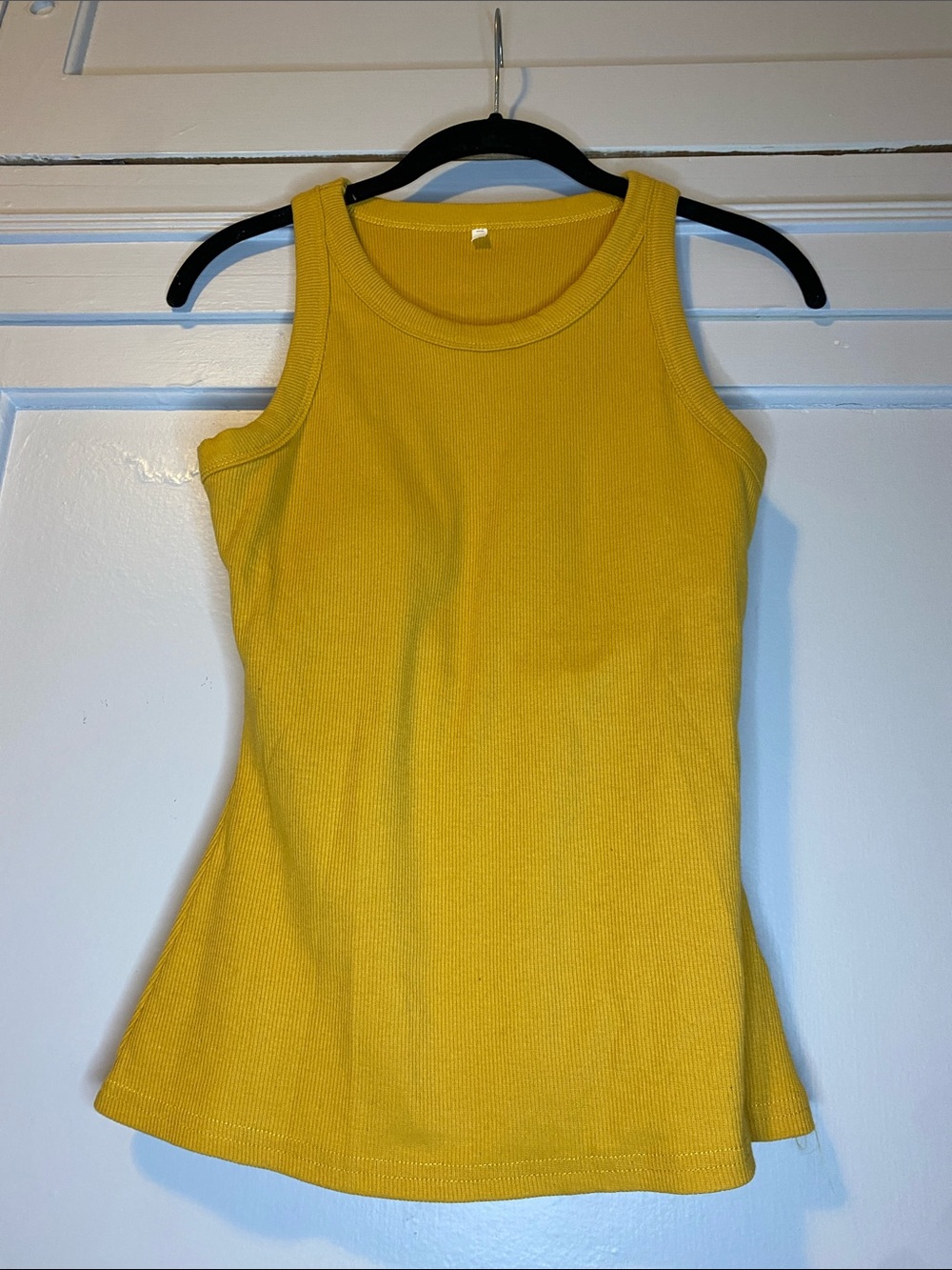 Mustard Ribbed Tank with padded cups - sleeveless - Size Small